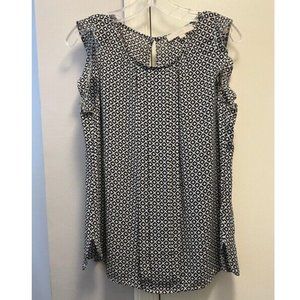 Ann Taylor loft black & white sleeveless blouse Medium
